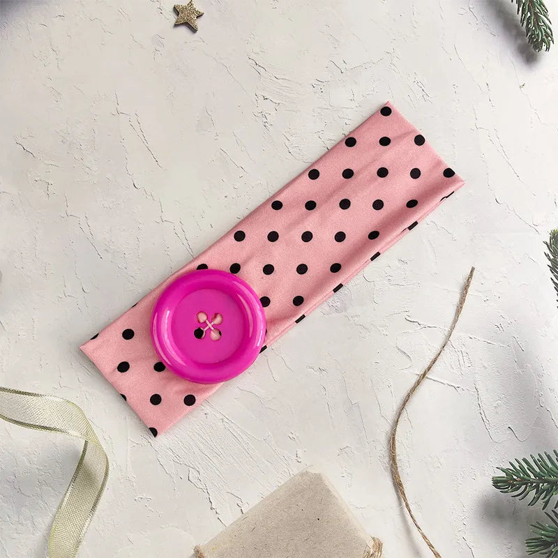 Y2K Retro Boho Breeze Wind Dot Stretch Women's Hairbands Korean Ins Fashion Wide Headbands Yoga Sports Dating Hair Accessories