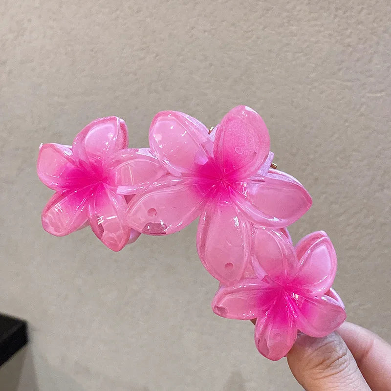 Fashion Gradient Egg Flower Hair Claws Clip Women Girls Sweet Acrylic Hairpins Summer Beach Hawaiian Headwear Hair Accessories