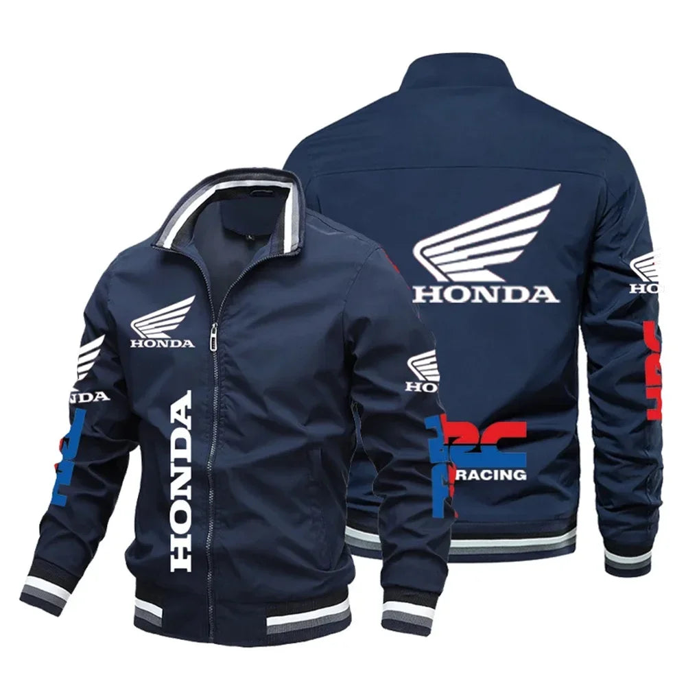 Motorcycle Pattern Bomber Baseball Jacket for Men