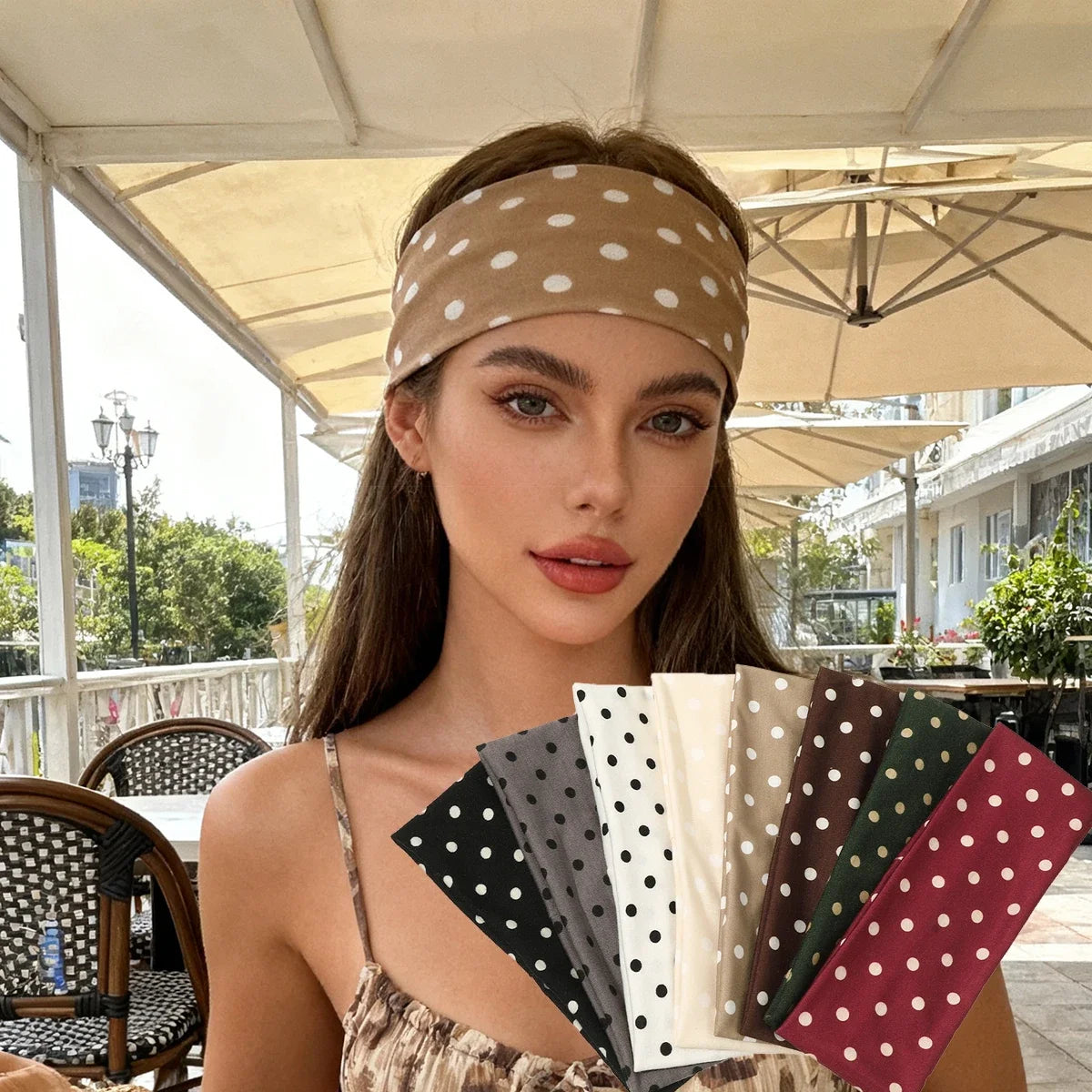 Y2K Retro Boho Breeze Wind Dot Stretch Women's Hairbands Korean Ins Fashion Wide Headbands Yoga Sports Dating Hair Accessories