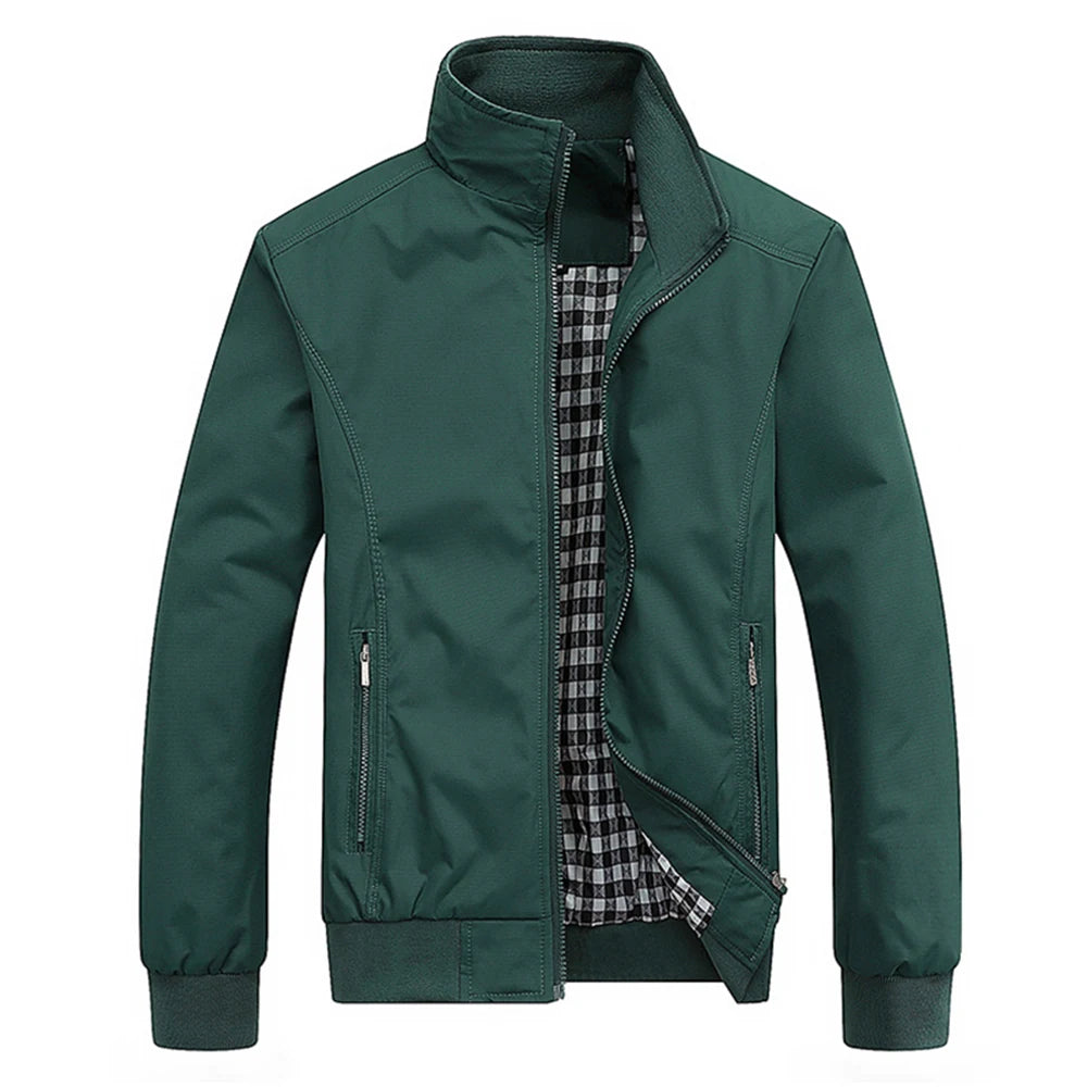 Casual Solid Color Bomber Jacket for Men
