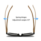 New Fashion Square Sunglasses - Wood Grain Spring Hinge, UV400 Unisex for Driving, Hiking & Travel