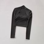 Women's Elegant Long Sleeve Yoga Shawl Sports Top with Chest Cushion Short Elegant Yoga Top Small Camback Pura Speed Dry Autumn