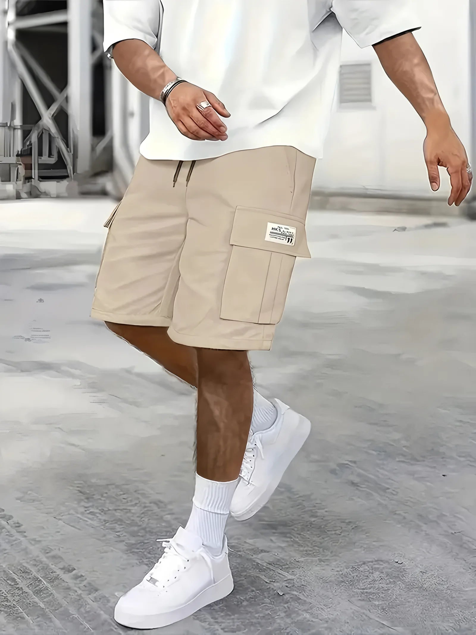 Men's work shorts; summer comfort; multi-pocket; outdoor leisure sport beach pants; elastic waistband