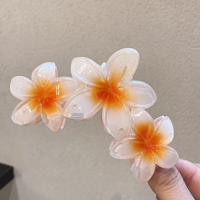 Fashion Gradient Egg Flower Hair Claws Clip Women Girls Sweet Acrylic Hairpins Summer Beach Hawaiian Headwear Hair Accessories