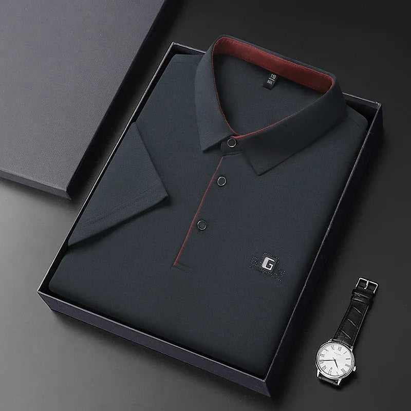 Business Casual Badge Polo Shirt for Men