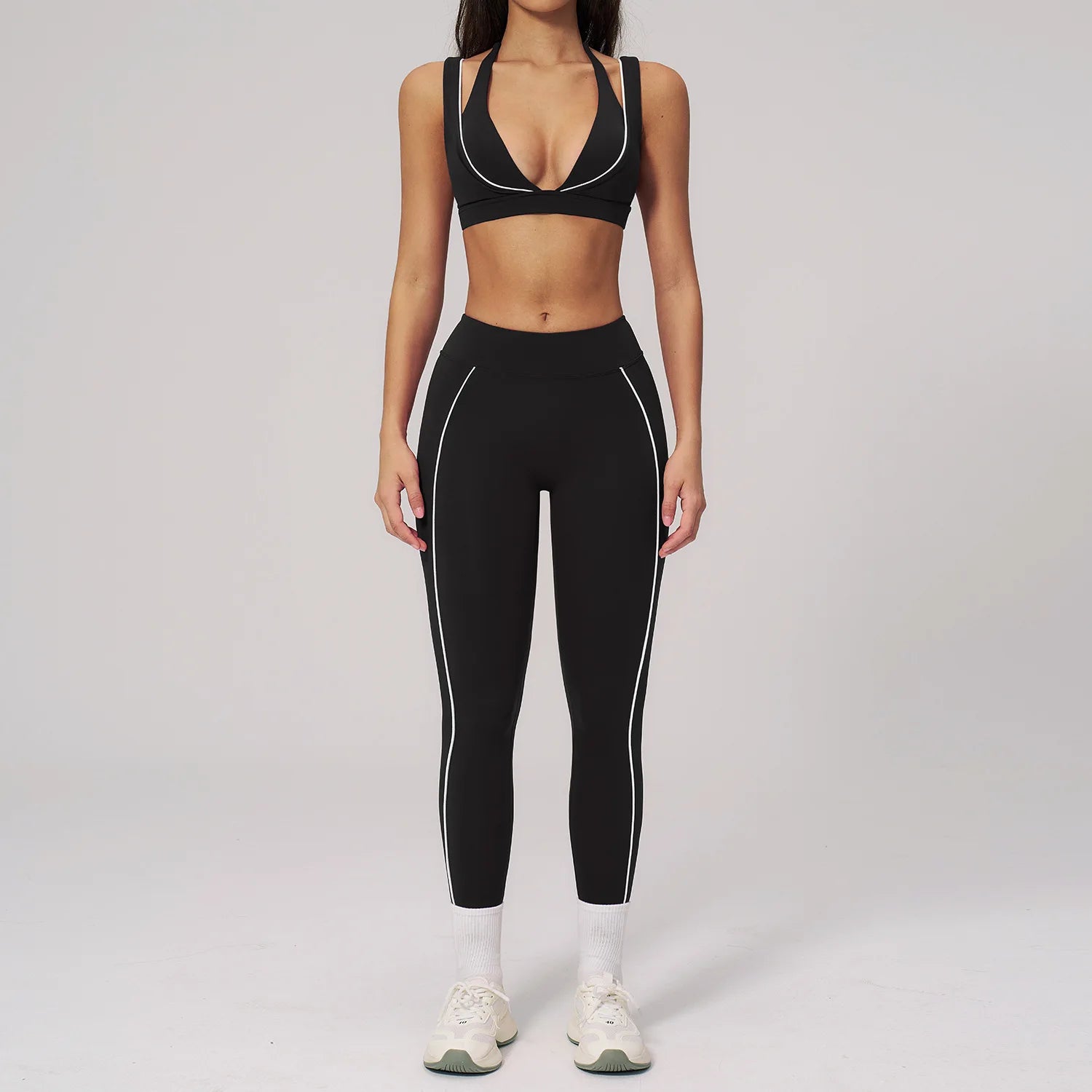 2PCS Yoga Suit  Women Tracksuit Shockproof Sports Bra Gym Workout Clothes Cycling Shorts Female High Waist Legging Athletic Wear