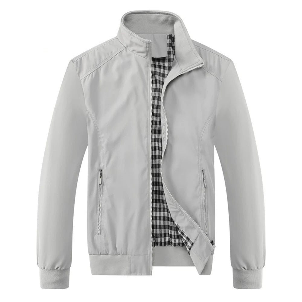 Casual Solid Color Bomber Jacket for Men