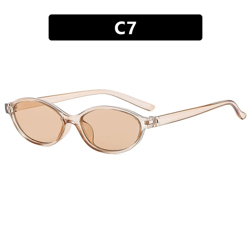 Retro Oval Frame Sunglasses Fashion Personalized Trendy Small Frame Sun Glasses Punk Cat Eyes Sunshade Sun Protection Eyewear
