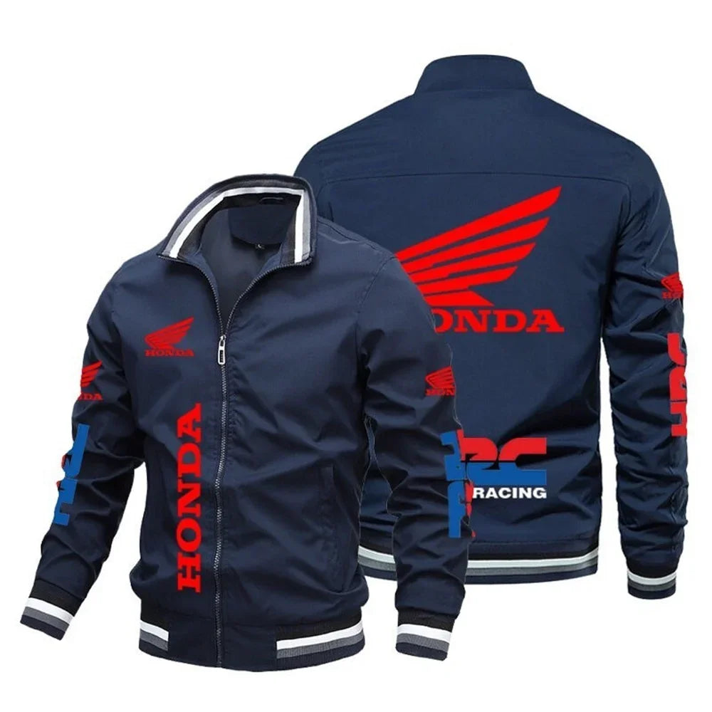Motorcycle Pattern Bomber Baseball Jacket for Men