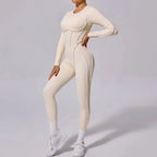 Yoga Sports Fitness Jumpsuits Sets Pants Women's Hip-lifting One-piece Open Back Long-sleeved Outdoors Workout Gym Yoga Bodysuit
