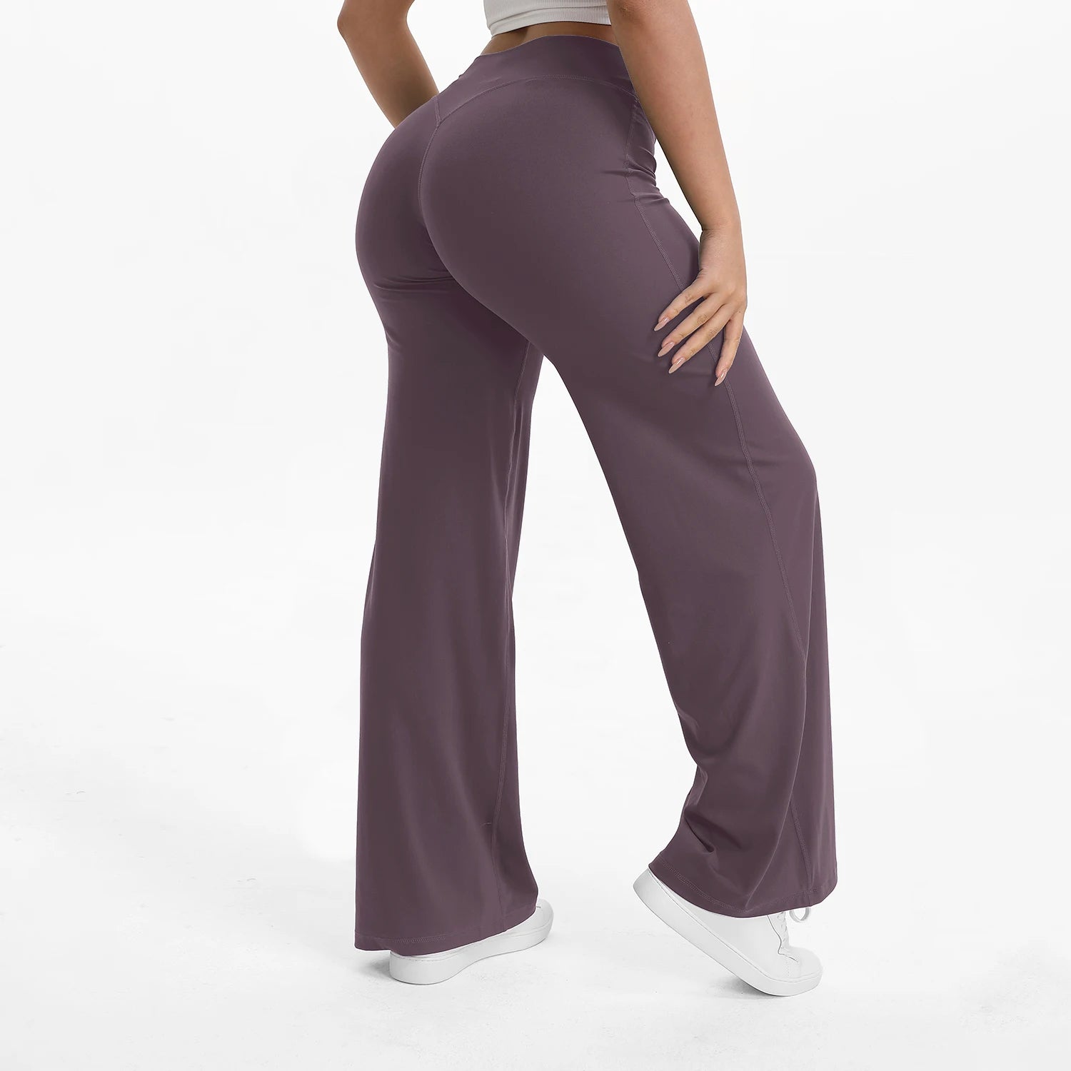 NCLAGEN SoftMotion Straight Leg Bottoms Women's Mid-Waist Yoga Pants GYM Leggings Naked Feel Pilates Running Sports Trousers