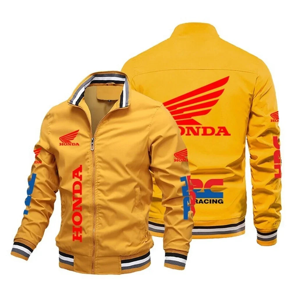 Motorcycle Pattern Bomber Baseball Jacket for Men