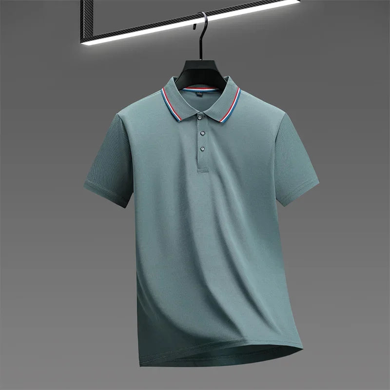 Solid Color Short Sleeve Polo Shirt for Men