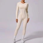 Yoga Sports Fitness Jumpsuits Sets Pants Women's Hip-lifting One-piece Open Back Long-sleeved Outdoors Workout Gym Yoga Bodysuit