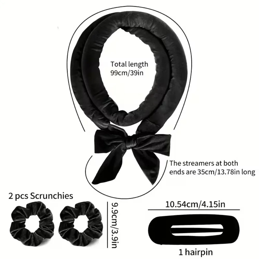 Heatless Hair Curler Set with Satin Bonnet No Heat Sleep in Curlers Headband Soft Hair Curler Satin Curlers Curls Styling Tools