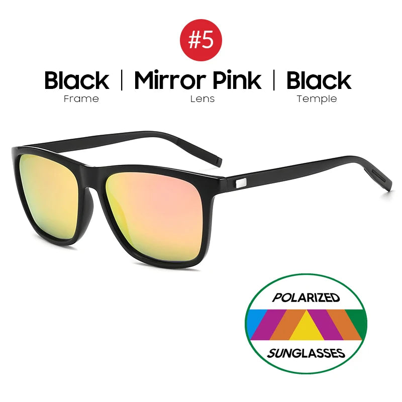 Luxury Square Polarized Blue Mirror Sunglasses