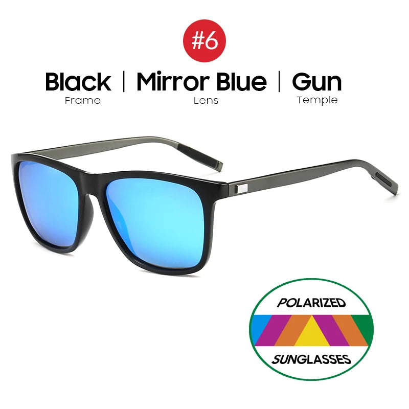 Luxury Square Polarized Blue Mirror Sunglasses