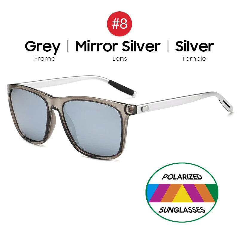 Luxury Square Polarized Blue Mirror Sunglasses