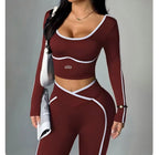 2026 Popular Color Blocking Yoga Set, Tight Yoga Long Sleeved Pants V Waist and Hip Lifting Tight Yoga Pants Luxury Set